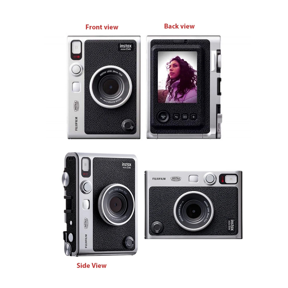 Fujifilm Instax Mini Evo Instant Camera Smartphone Photos Printer Brown Black Color+ (Optional Instax Mini White Film 20 sheets)