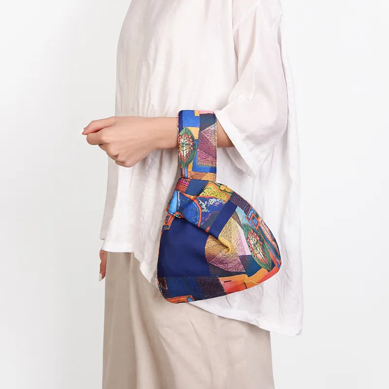 KOKOPEA Japanese Mini Portable Knot Wrist Bag Women Top Handle Bag Simple Purse Handbags Waterproof Shopping Bag Phone Key Pouch