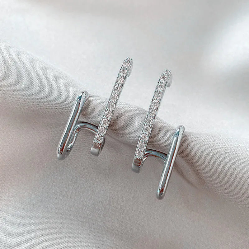 2023 New Bright Crystal Luxury Korean Unusual Claw Stud Earrings Ear Piercing Hook Irregular Pearl Christmas Jewelry Gift