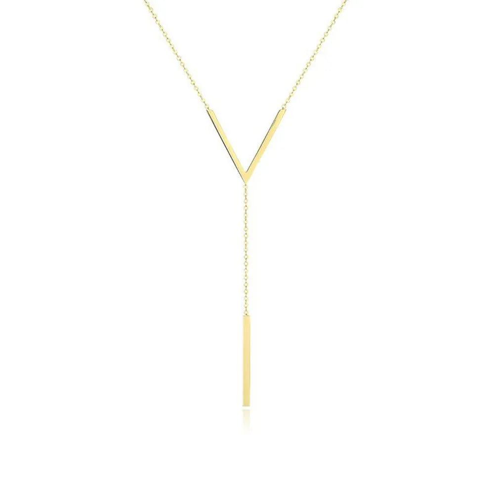 SUMENG New V-shaped Long Sexy Clavicle Gold Colour Chain Necklace Choker for Women 2023 Fashion Jewelry Party Gifts