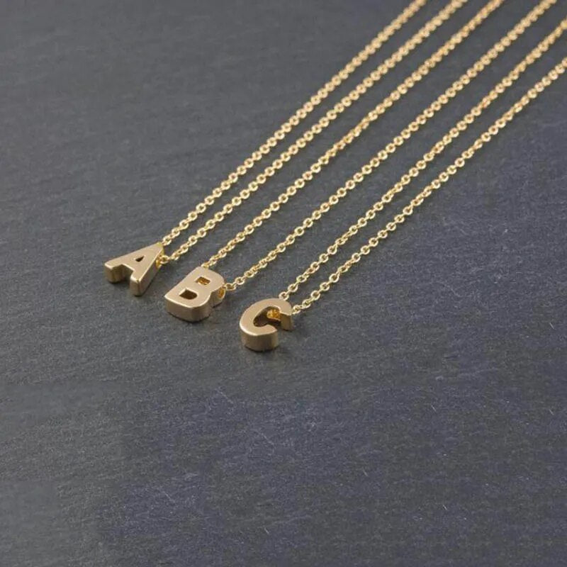 Necklaces for Women Chain Initial Charms Necklace Pendant Metal Letters for Jewelry Cut Letters Single Name Necklaces