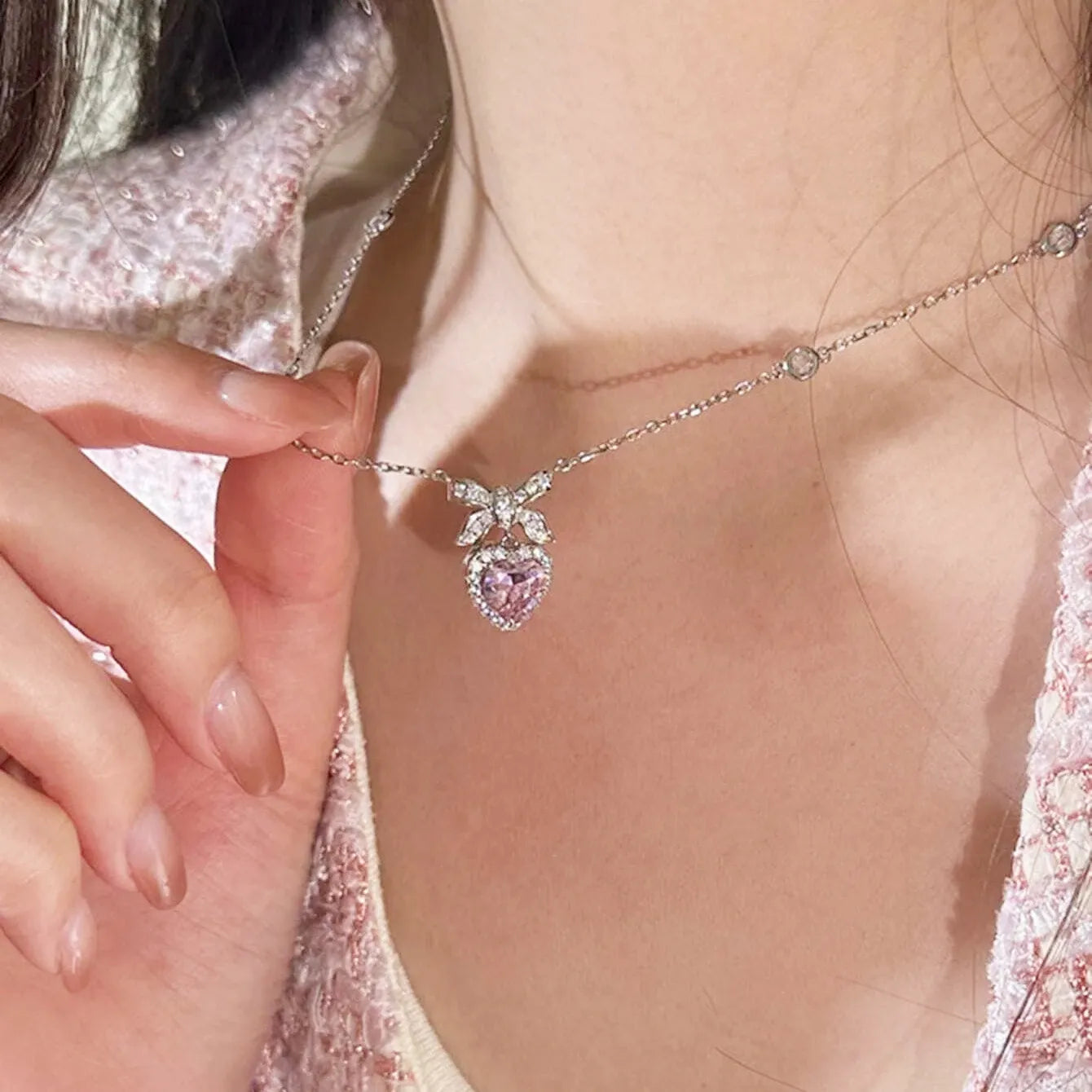 Y2K Star Zircon Pendant Necklace for Women Luxury Sweet Cool Girl Punk Heart Clavicle Chain  2023 New Fashion Jewelry Party Gift